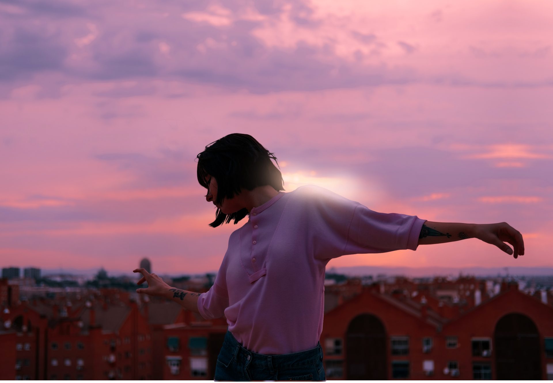 woman with outstretched arms
